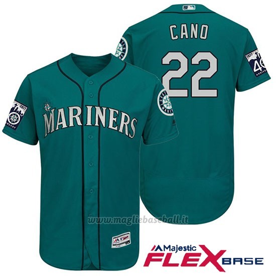 Maglia Baseball Uomo Seattle Mariners 22 Robinson Cano Aqua 2017 Flex Base